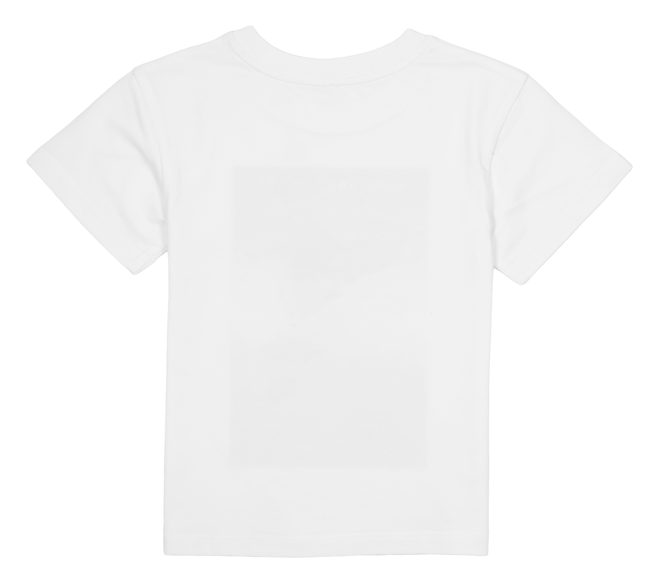 White jersey t-shirt for kids, featuring a simple design ideal for casual wear and active play.