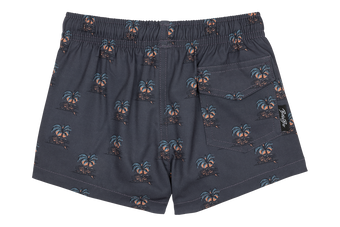 Stylish swim trunks featuring a palm tree print, perfect for kids who love a surf-snow-skate lifestyle.