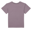 Back view of a lavender short-sleeve t-shirt for kids, featuring a simple and stylish design. Perfect for casual wear.