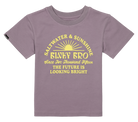 Light purple t-shirt featuring a sun graphic with the text "Saltwater & Sunshine" and "The Future is Looking Bright" in yellow.