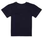 Back view of a navy blue M Street t-shirt for kids, featuring a classic crew neck and short sleeves.