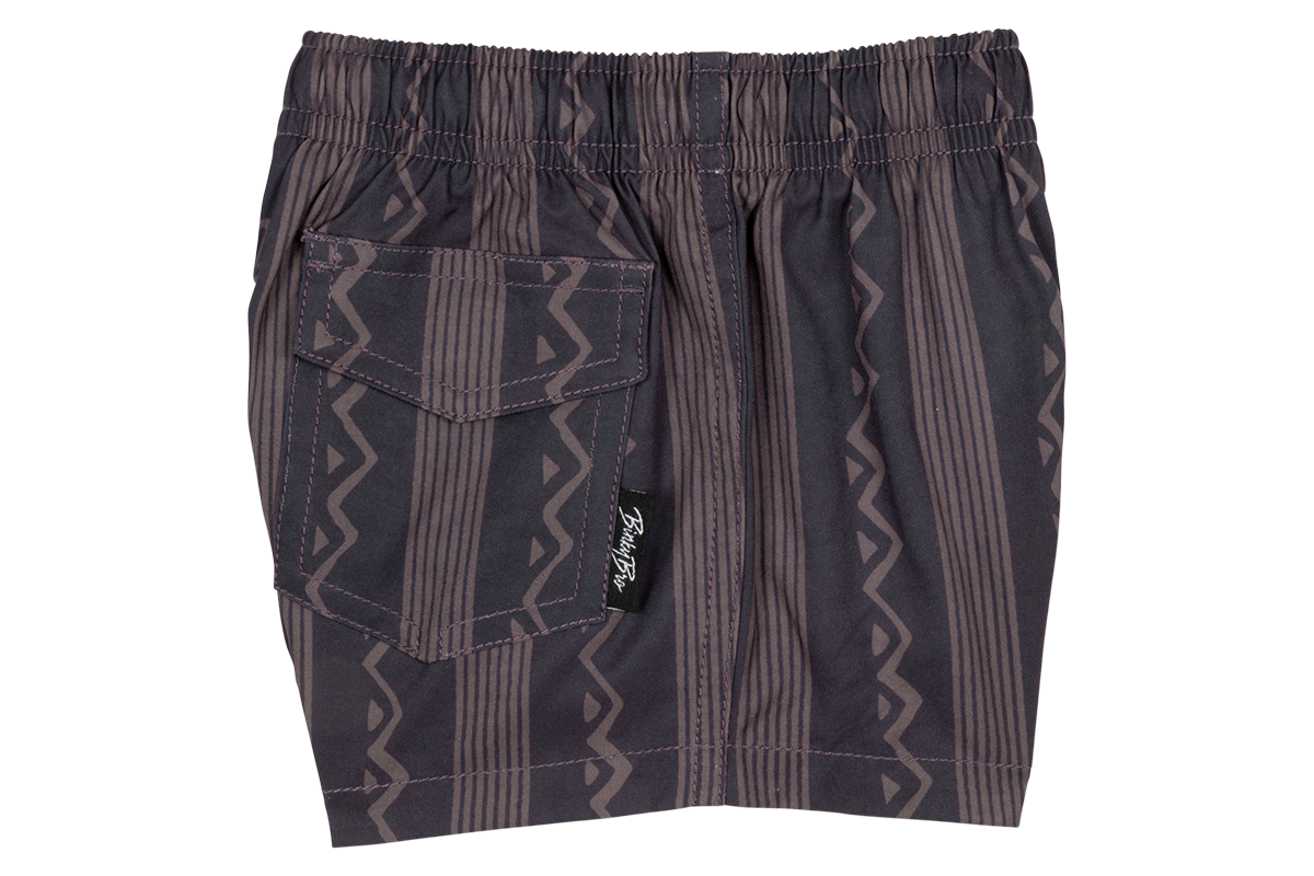 Stylish Mesa shorts featuring a tribal pattern and an elastic waistband, perfect for active infants and toddlers.