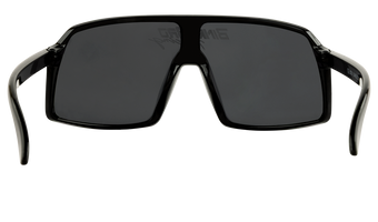 Sleek black Monteverde Racing sunglasses with oversized dark lenses, designed for a sporty, stylish look.