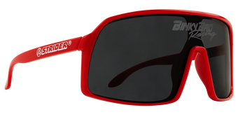 Stylish crimson sunglasses with a bold frame and dark lenses, designed for a sporty look and optimal sun protection.