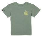 Light green t-shirt for kids featuring a yellow graphic with the text "Oceans Possible" by BinkyBro. Perfect for active youth.