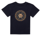 Navy blue toddler t-shirt featuring a vibrant sun design with the text "BinkyBro" in the center, perfect for stylish kids.