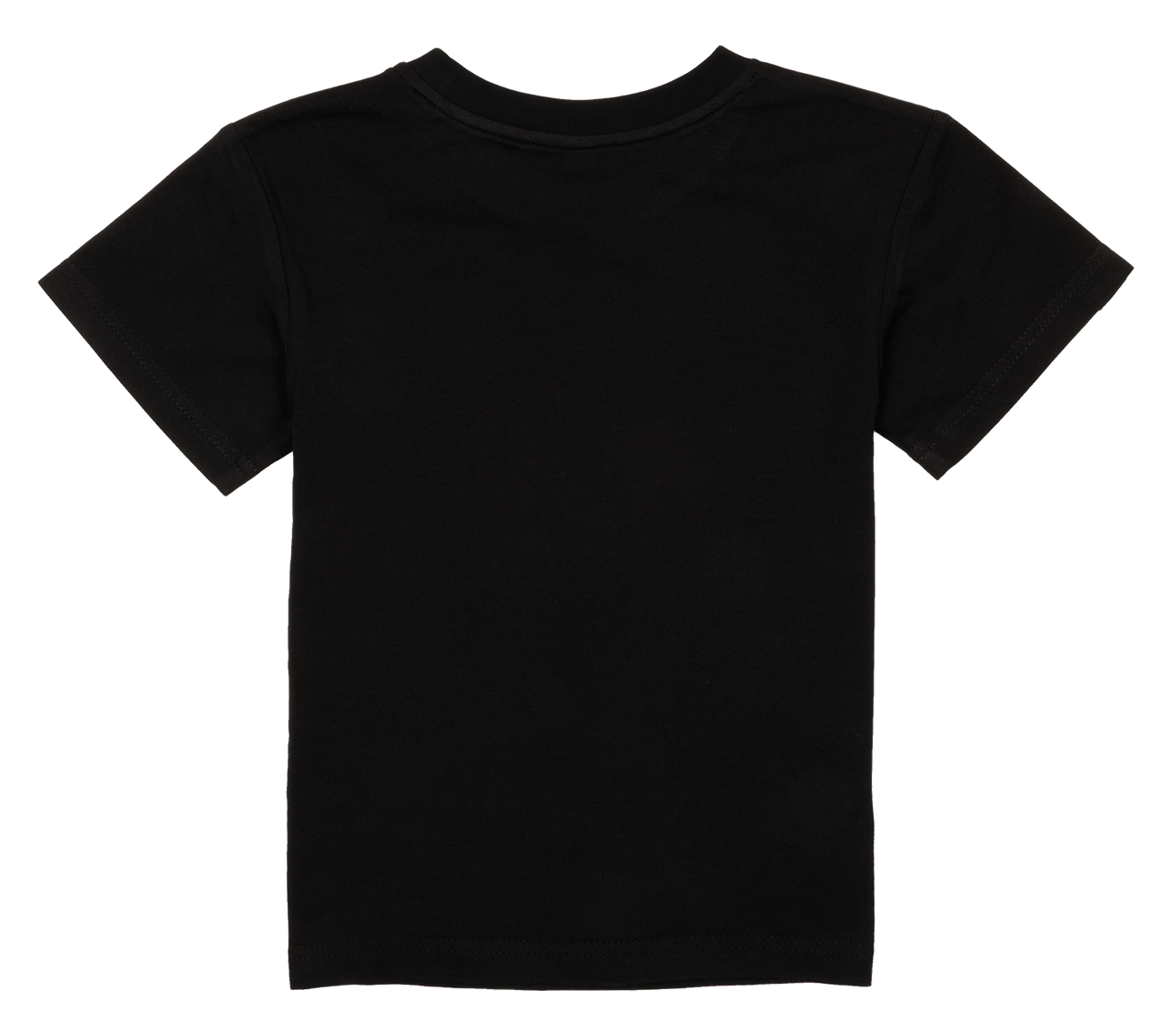 Black short-sleeve t-shirt featuring a classic design, perfect for infants and toddlers with a stylish, minimalist look.