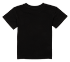 Black short-sleeve t-shirt featuring a classic design, perfect for infants and toddlers with a stylish, minimalist look.