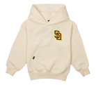 Cream-colored hoodie featuring the San Diego Padres logo on the chest, designed for infants and toddlers.