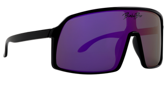 Stylish Monteverde sunglasses in purple with a sleek black frame, perfect for kids embracing a surf-snow-skate lifestyle.