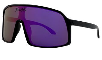 Stylish Monteverde sunglasses in purple with a sleek black frame, perfect for kids' outdoor adventures.