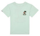 Light mint green t-shirt featuring a palm tree graphic and BinkyBro logo, perfect for stylish kids' casual wear.