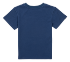 Navy blue short-sleeve t-shirt for kids, featuring a classic crew neck and a simple, stylish design.