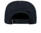 Back view of a black snapback hat featuring an adjustable strap, designed for stylish comfort for kids.