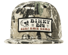 Stylish camo snapback hat featuring a bold BinkyBro logo, perfect for kids embracing surf and skate culture.