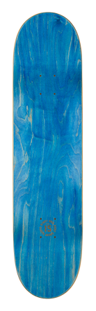 Blue wooden skateboard deck featuring a smooth finish and natural wood grain pattern, ideal for stylish youth skaters.