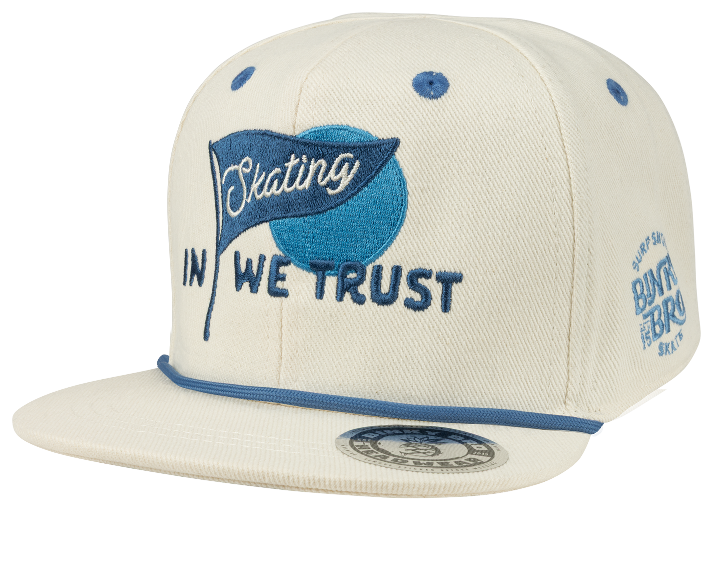 Stylish snapback hat featuring "Skating In We Trust" embroidered design, perfect for young skaters and outdoor enthusiasts.