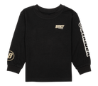 Black long-sleeve shirt featuring BNKY Racing logo on the front and "Rider" text on the sleeve, designed for kids.