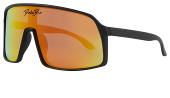 Stylish Monteverde Tiger sunglasses with a sleek black frame and orange mirrored lenses, perfect for active youth.