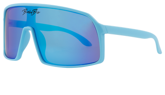 Stylish blue sunglasses with a large frame and gradient lenses, perfect for kids' outdoor adventures.