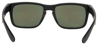 Stylish black sunglasses with green lenses, featuring a modern square frame design ideal for outdoor adventures.